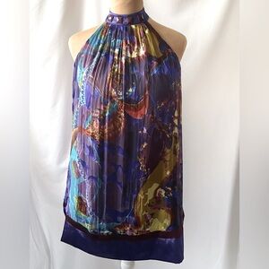 Love and Love Sleeveless Burnout Floral Print Trapeze Vintage /y2k Dress Size S